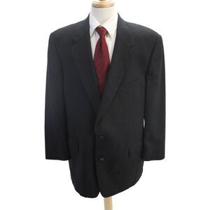 Ermenegildo Zegna Mens Textured Collared Stripe Button Suit Blazer Black Size EU